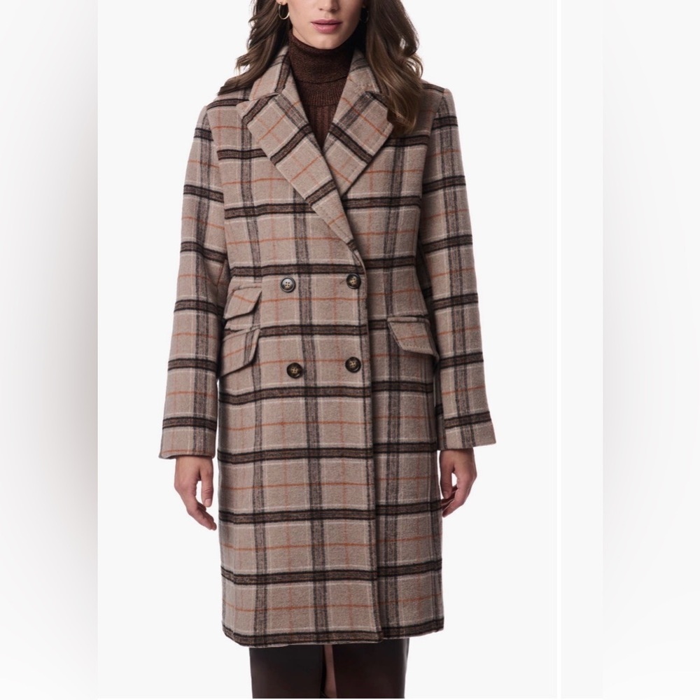 Bernardo plaid double breasted coat NWT medium